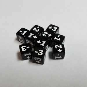 Minimalist Stats Modifier Dice (Black)