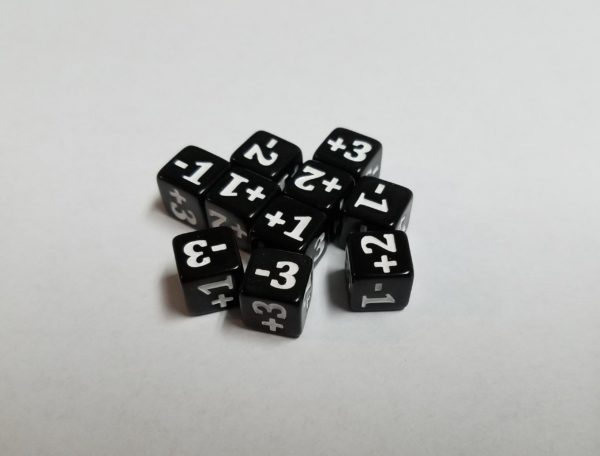 Minimalist Stats Modifier Dice (Black)
