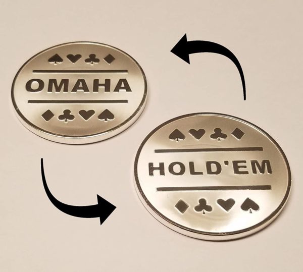 Omaha & Texas Hold'em Silver Plated Metal Dealer Button