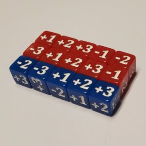 Minimalist Stats Modifier 15x 10mm Dice Set (Blue & Red)