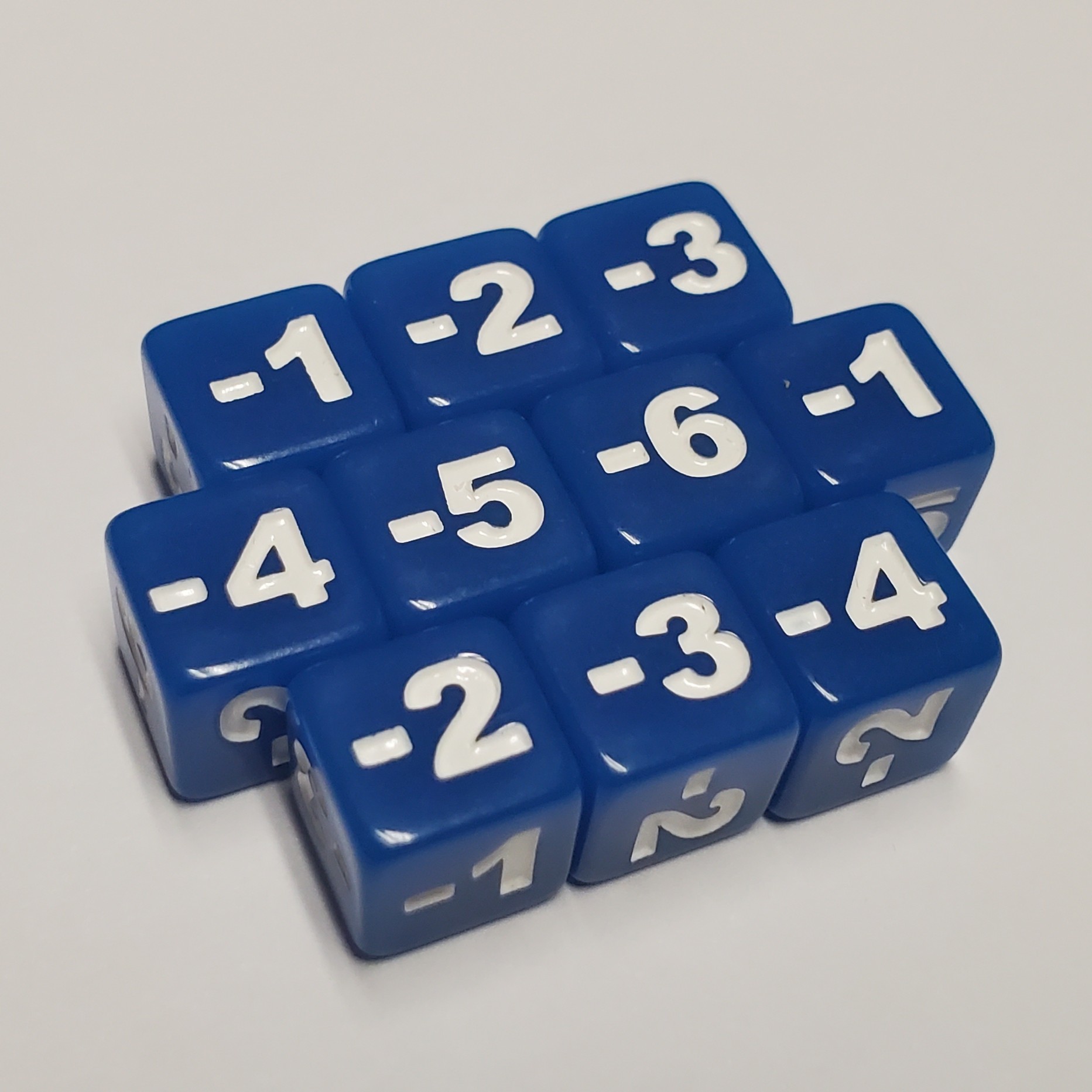 Minimalist Negative Stats Modifier Dice (Blue)