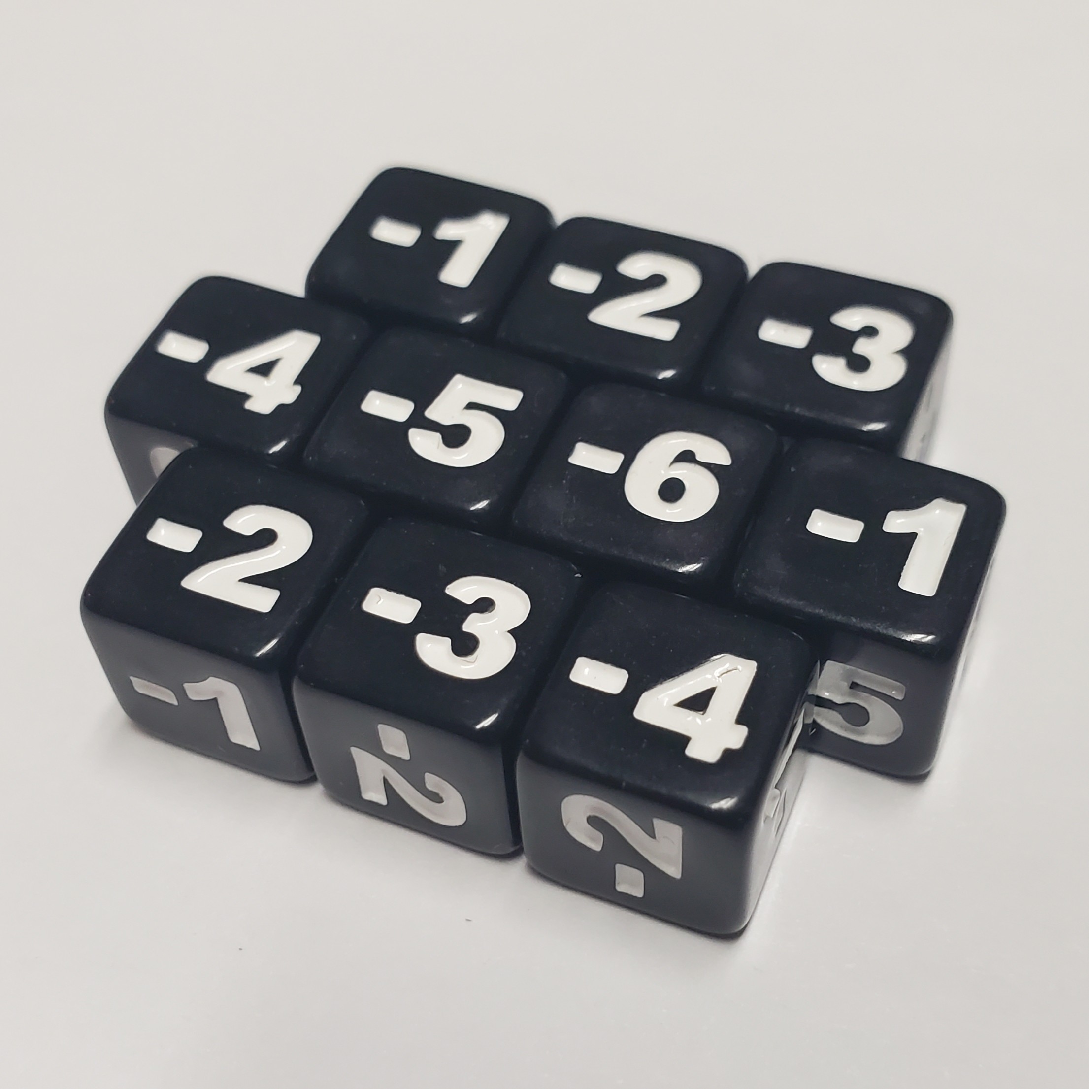 Minimalist Negative Stats Modifier Dice (Black)