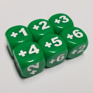 Green Positive Number Dice Set +1 to +6