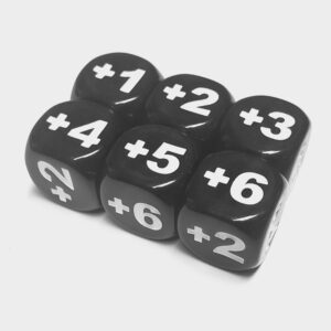 Black Positive Number Dice Set +1 to +6